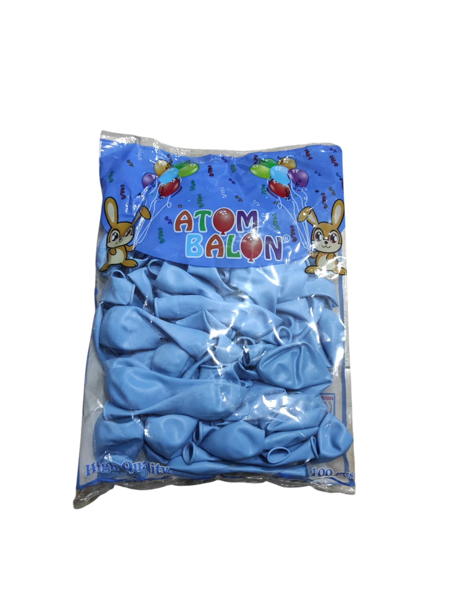 atom pastel açık mavi balon 12 inç 100 lü
